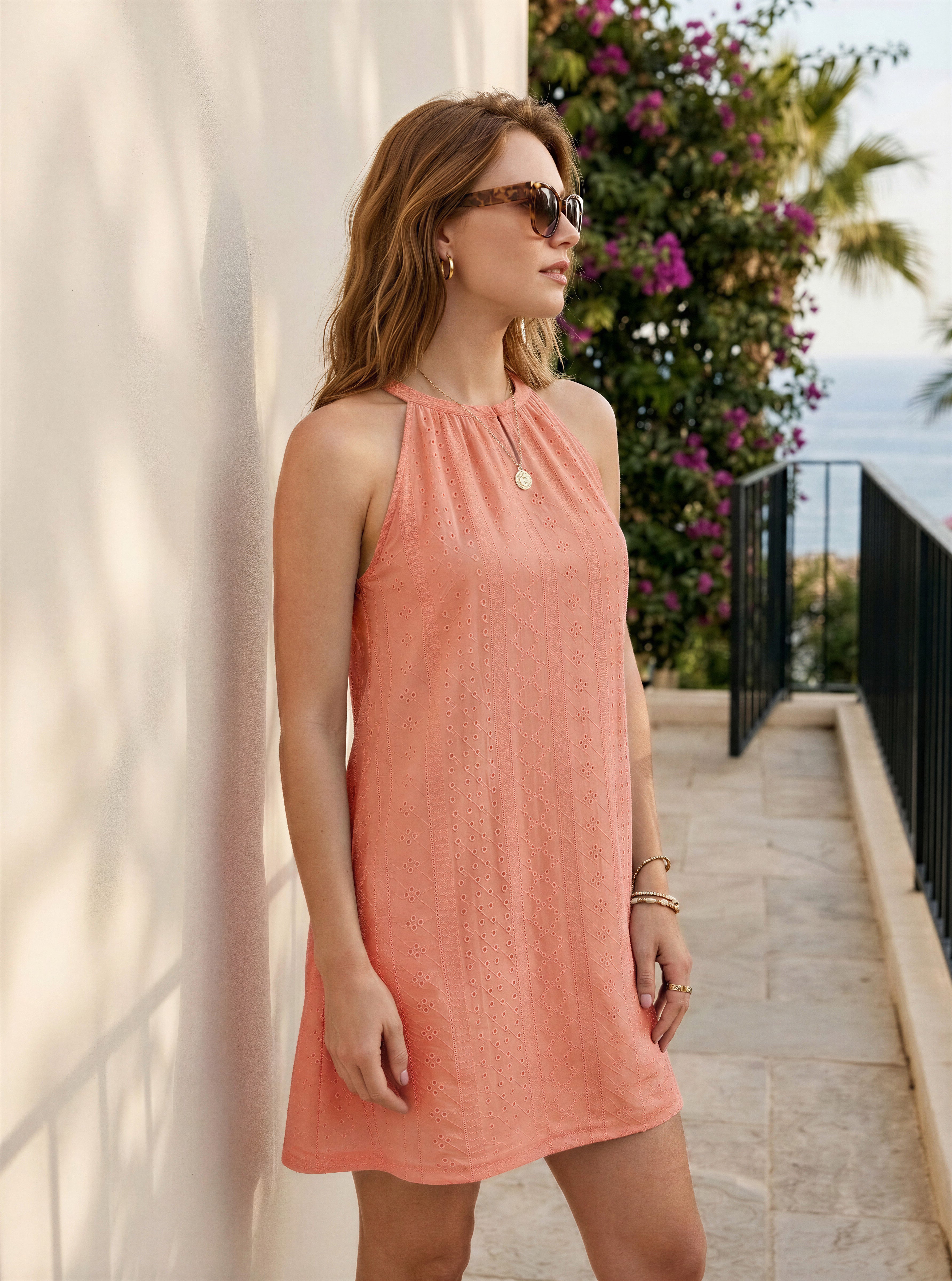 Florira Eyelet Sleeveless Mini Dress