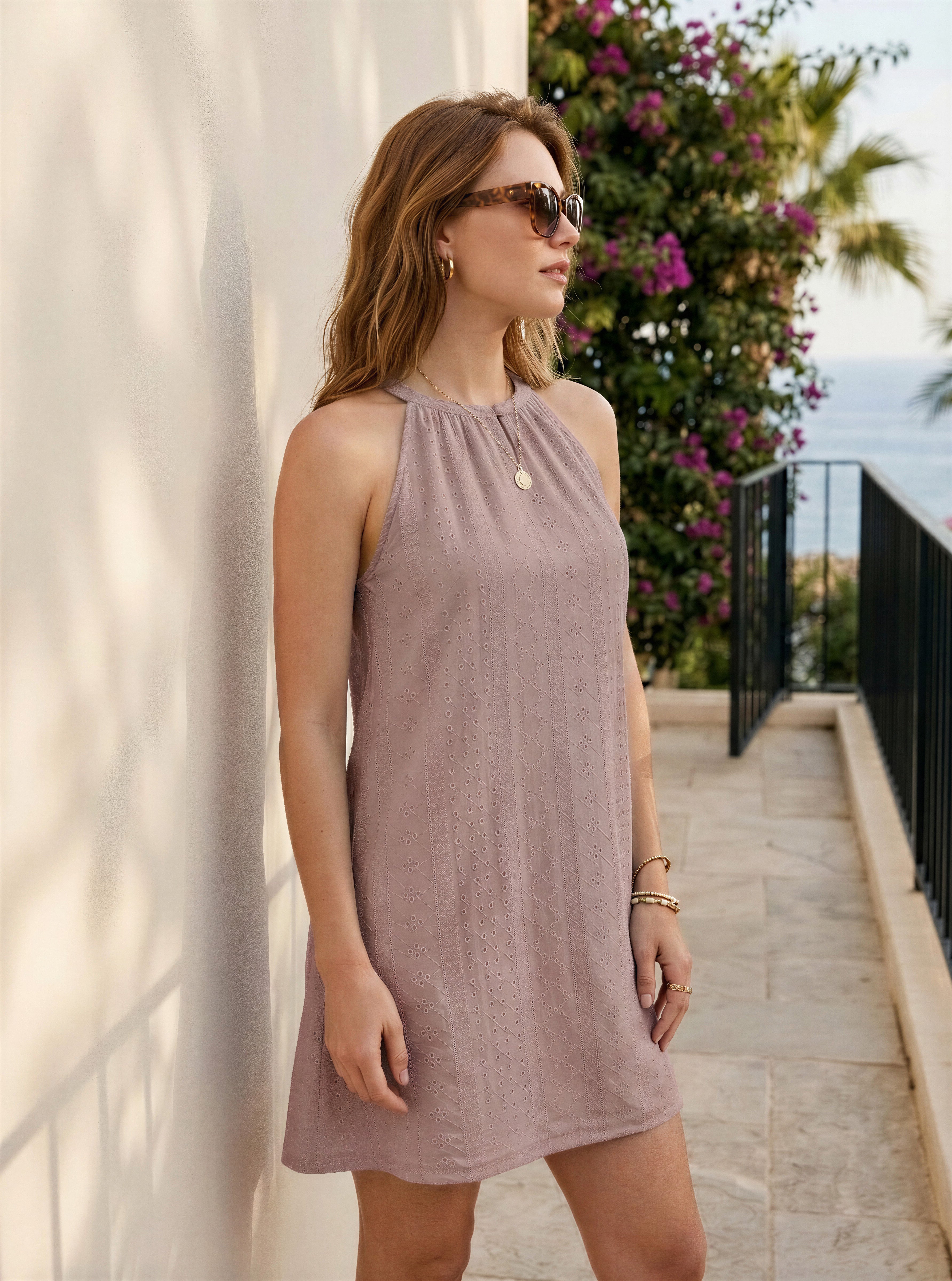 Florira Eyelet Sleeveless Mini Dress