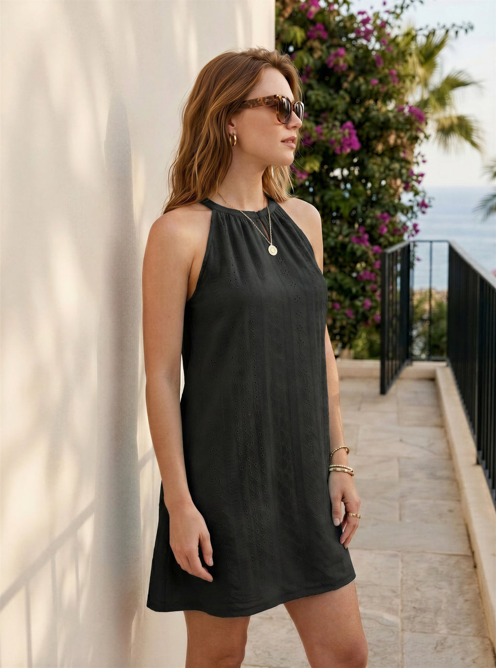 Florira Eyelet Sleeveless Mini Dress